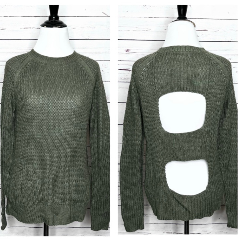 JACK by BB Dakota Green Open Back Knit Sweater Top Size XS
